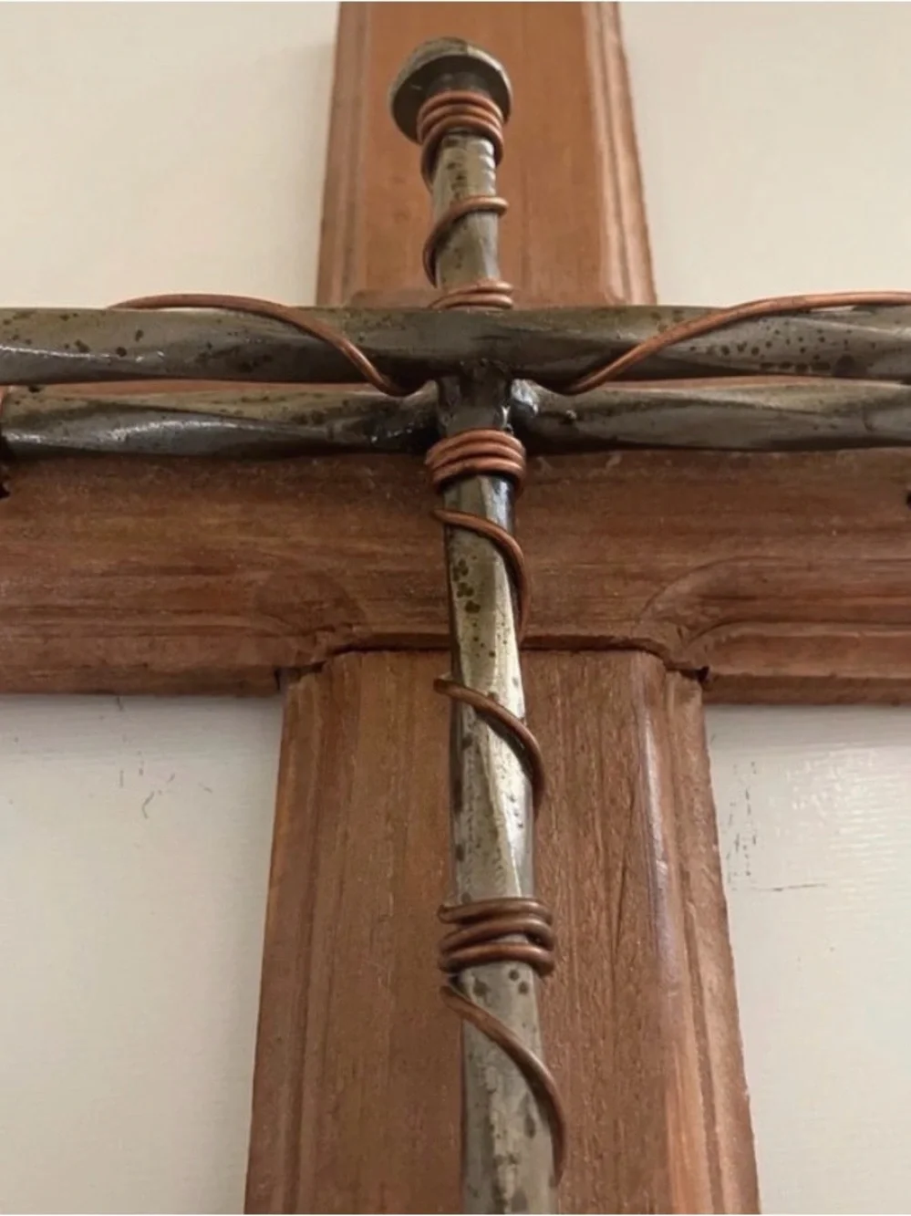 Hand Crafted Brown and Silver Wall Cross